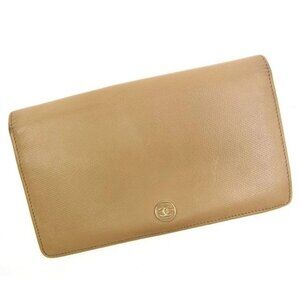 CHANEL Bifold Wallet beige Women Authentic secondhand